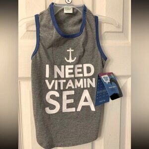 Summer Dog Pet Shirt-Large, Gray Tank Sea